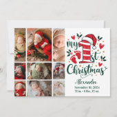 9 Foto Candy Cane Baby 1e kerst Feestdagenkaart (Voorkant)