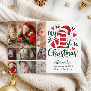 9 Foto Candy Cane Baby 1e kerst Feestdagenkaart