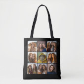 9 Foto Collage Aangepast monogram Ruilkleur Achter Tote Bag (Voorkant)