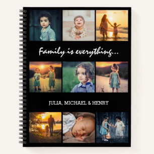 9 Foto Collage Aangepaste Tekst Familie is Alles Notitieboek