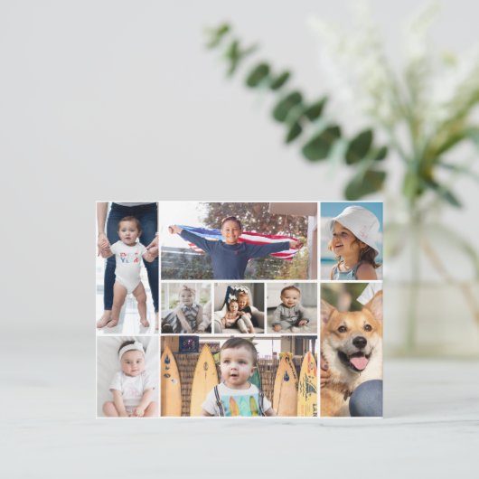 9 foto collage briefkaart (Staand voorkant)