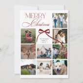 9 foto collage elegante script Prettig kerstfeest Feestdagenkaart (Voorkant)