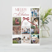 9 foto collage elegante script Prettig kerstfeest Feestdagenkaart (Staand voorkant)