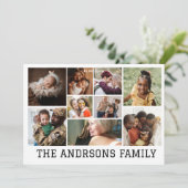 9 foto collage familie vakantiekaart | Uitnodiging (Staand voorkant)