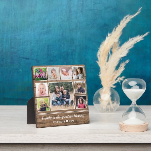 9 Foto Collage Family Quote Rustic Wood Fotoplaat (Insitu)