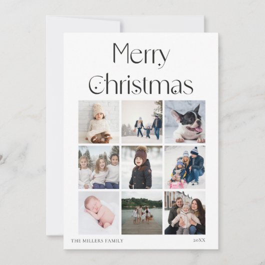 9 foto collage grid elegante kerst Kaart (Voorkant)