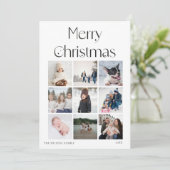 9 foto collage grid elegante kerst Kaart (Staand voorkant)