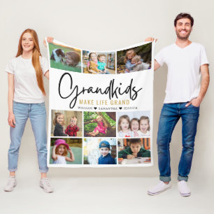 9 Foto-collage kleinkinderen maken het leven grove Fleece Deken