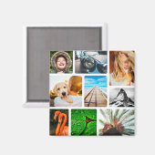 9 Foto Collage Magnet Sjabloon White omgeven (Voorkant / Achterkant)