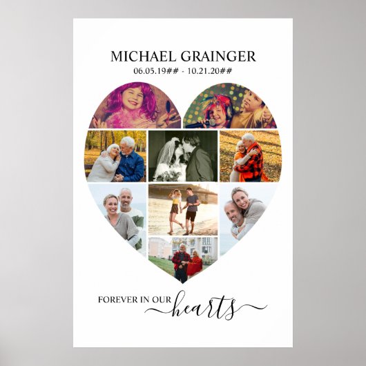 9 Foto Collage Memorial Funeral Poster (Voorkant)