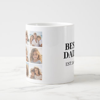 9 foto collage met beste papa en jaar grote koffiekop