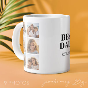 9 foto collage met beste papa en jaar grote koffiekop