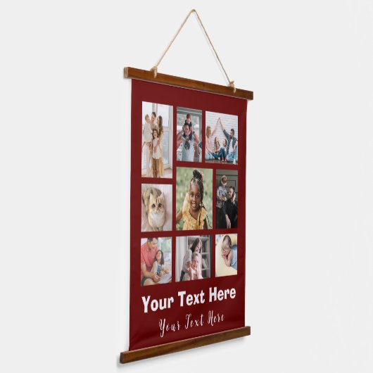 9 Foto collage met Script Text White Hangend Wandkleed (Gebogen)