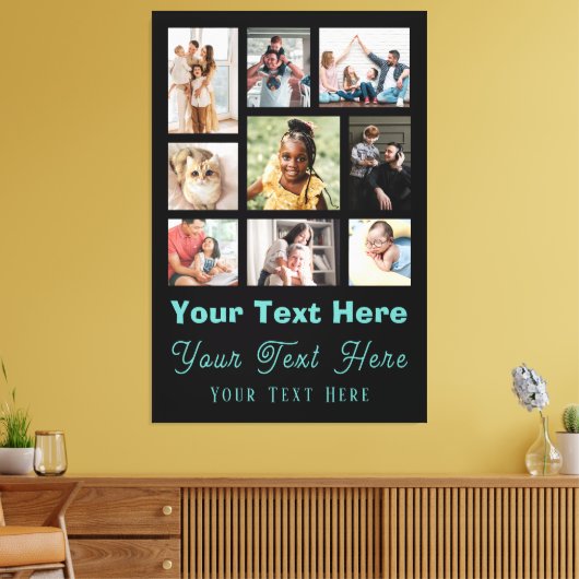 9 Foto collage met zwarte tekst van het Manuscript Canvas Afdruk (Insitu (Woonkamer))