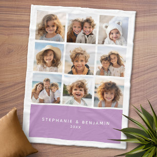 9 Foto Collage Minimalist - naam Orchid Box Fleece Deken