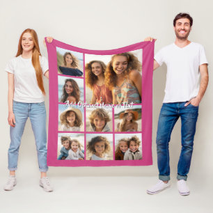 9 Foto Collage - Modern Raster op Roze Achtergrond Fleece Deken