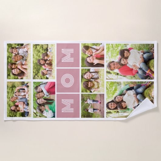 9 Foto Collage Moeder Moederdag Strandlaken (Voorkant)