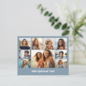 9 Foto Collage Optionele tekst -- Blauw Wit Briefkaart (Staand voorkant)