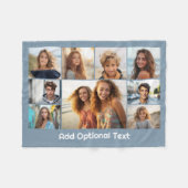 9 Foto Collage Optionele tekst -- Blauw Wit Fleece Deken (Voorkant (Horizontaal))