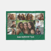 9 Foto Collage Optionele Tekst -- Groen Wit Fleece Deken (Voorkant (Horizontaal))