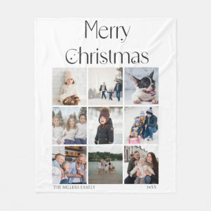 9 foto collage raster elegante kerst fleece deken