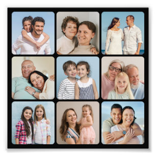 9 Foto Collage Rond Corners Fotouitbreiding Afdruk