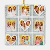 9 Foto Collage Rustieke Houten Vrienden Magnetisch Keramisch Ornament (Voorkant)