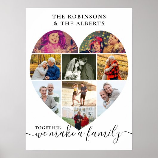 9 Foto-collage samen met gepersonaliseerd hart Poster (Voorkant)