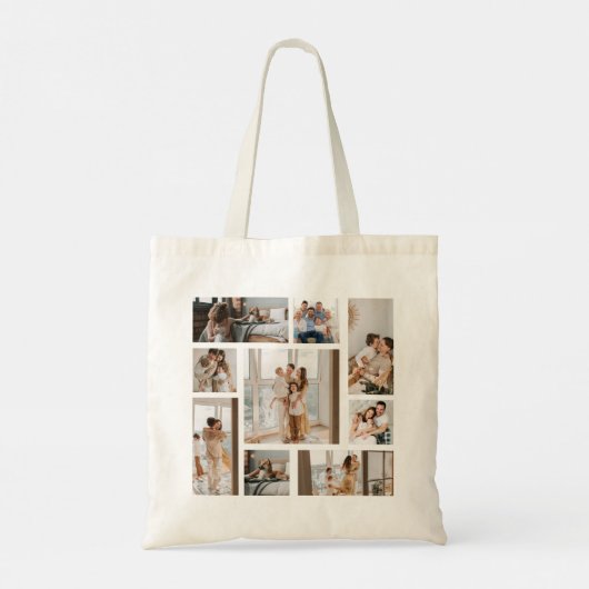 9 Foto Collage Sjabloon Personaliseer Canvas tas (Achterkant)