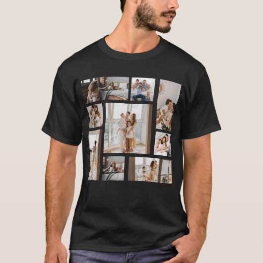 9 Foto Collage Sjabloon Personaliseer T-Shirt (Voorkant)