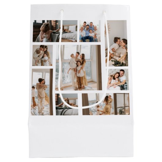 9 Foto Collage Sjabloon personaliseren Medium Cadeauzakje (Achterkant)