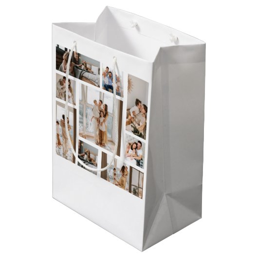 9 Foto Collage Sjabloon personaliseren Medium Cadeauzakje (Achterkant Gekanteld)