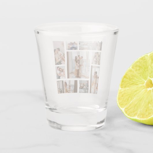 9 Foto Collage Sjabloon Schijnglas personaliseren Shot Glas (Achterkant)