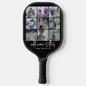 9 Foto collage - zwart - wit trendy script Pickleball Paddle (Achterkant)