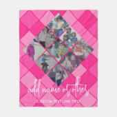 9 Foto Diamond Pattern - Hot Pink Girly Fleece Deken (Voorkant)