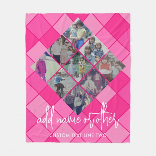 9 Foto Diamond Pattern - Hot Pink Girly Fleece Deken (Voorkant)