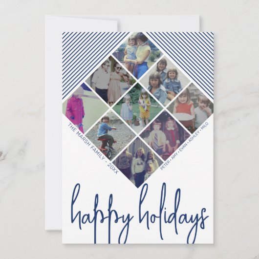9 Foto Diamond Pattern - Prettige feestdagen marin Feestdagenkaart (Voorkant)