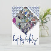 9 Foto Diamond Pattern - Prettige feestdagen marin Feestdagenkaart (Staand voorkant)