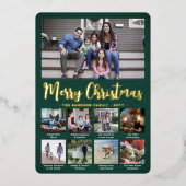 9 Foto Donkergroen Vrolijk Kerstfeest Moderne Coll Folie Feestdagenkaart (Voorkant)