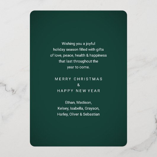 9 Foto Donkergroen Vrolijk Kerstfeest Moderne Coll Folie Feestdagenkaart (Achterkant)