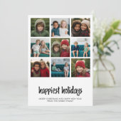 9 Foto gelukkig met minimale kerstzwart wit Feestdagenkaart (Staand voorkant)