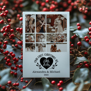 9 Foto Hart Eerste Kerstmis als Meneer & Mevrouw Feestdagenkaart