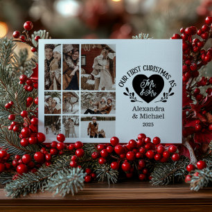 9 Foto Hart Eerste Kerstmis als Meneer & Mevrouw Feestdagenkaart