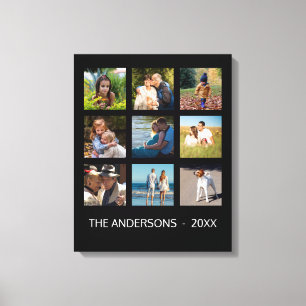 9 Foto Instagram Collage Gothic Zwart Canvas Afdruk