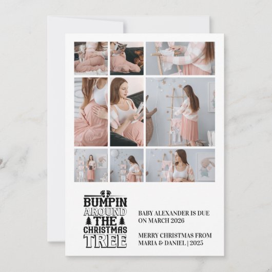 9 Foto Kerstboom Zwangerschapsaankondiging Feestdagenkaart (Voorkant)