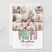 9 Foto Kleurrijke Retro Vrolijk Kerstfeest Feestdagenkaart (Voorkant)