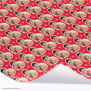 9 Foto Liefde Hart Elegant Rood Roze Patroon Cadeaupapier