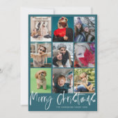 9 Foto Merry Christmas Bauble Pattern Feestdagenkaart (Voorkant)