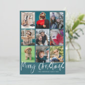 9 Foto Merry Christmas Bauble Pattern Feestdagenkaart (Staand voorkant)