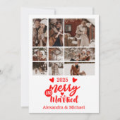 9 Foto minimalist Vrolijk en getrouwd Feestdagenkaart (Voorkant)